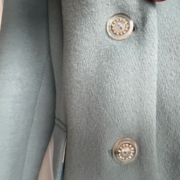 LoveShackFancy Lula Wool Blend Blazer Coat Robin’s Egg Blue - Crystal Buttons- 6 - Picture 9 of 15